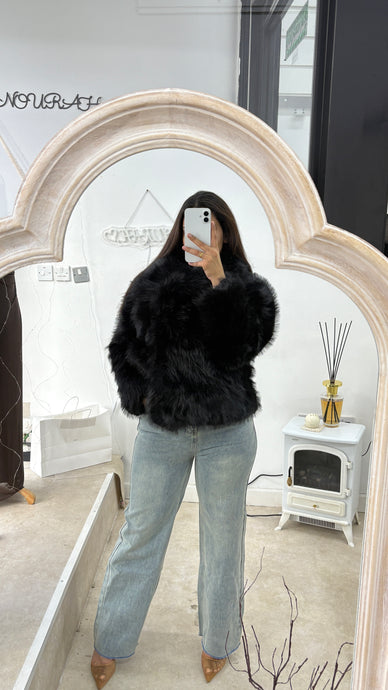 FAUX FUR COAT - BLACK