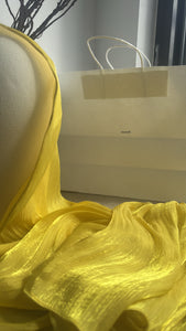 YELLOW-PLEATED CHIFFON PLEATED HIJAB