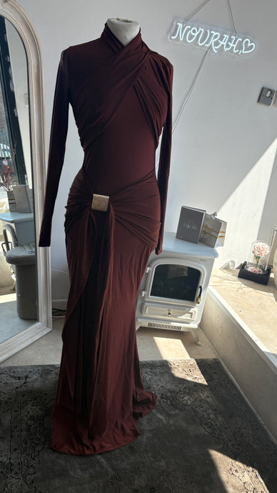 MEERA WRAP DRESS - CHOCOLATE