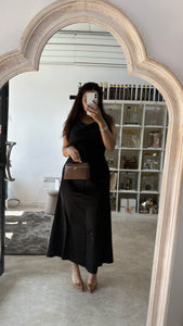 AMAYA SATIN SKIRT - BLACK
