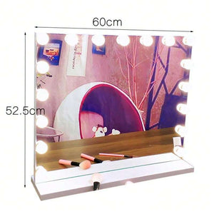 EMA - Large Hollywood Make-Up Table Mirror Vanity Lighted Mirror Dimmable 3 Color - 60cm