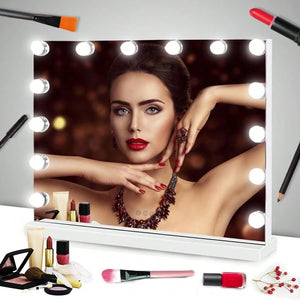 HARIM - Large Hollywood Make-Up Table Mirror Vanity Lighted Mirror Dimmable 3 Color - 50cm