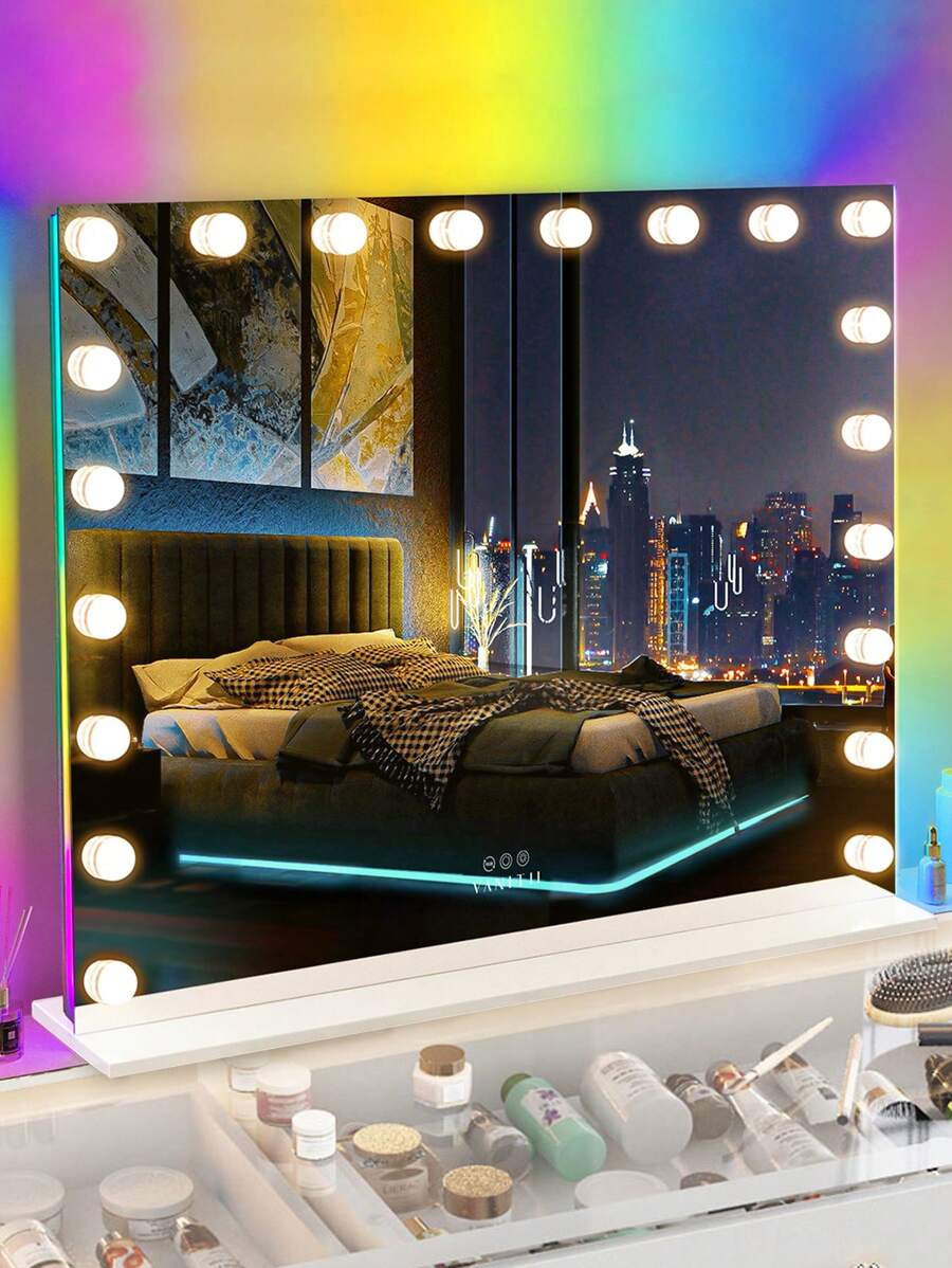 ARLA - Large Vanity Mirror With 20 Bulbs Lights  With Dimmable 3 Light Mode, White  Smart Touch 100cm
