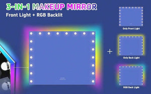 ARLA - Large Vanity Mirror With 20 Bulbs Lights  With Dimmable 3 Light Mode, White  Smart Touch 100cm