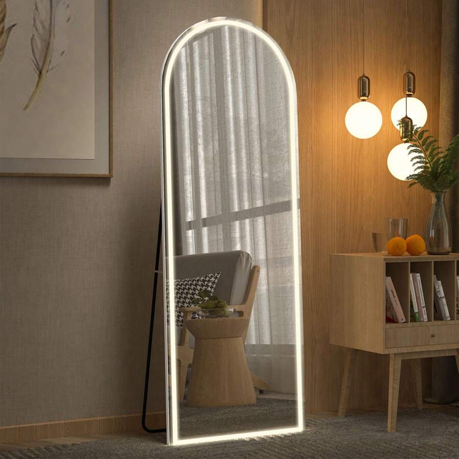 CICI - Full Length Mirror With LED Lights, LED Floor Mirror, Arched Lighted Mirror - 165cm