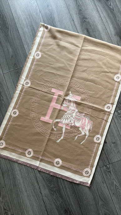 H SHAWL - BEIGE/PINK/CREAM