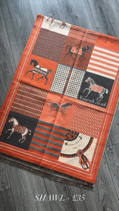 H SHAWL I - ORANGE/BLACK