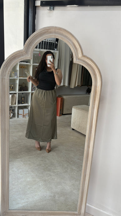 AMAYA SATIN SKIRT - KHAKI