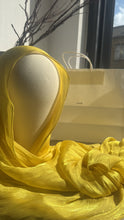 Load image into Gallery viewer, YELLOW-PLEATED CHIFFON PLEATED HIJAB