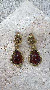 DROP EARRINGS - BROWN/GOLD