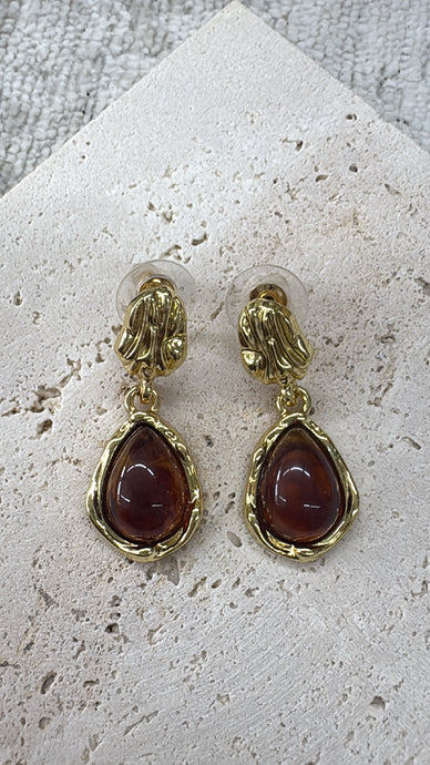DROP EARRINGS - BROWN/GOLD