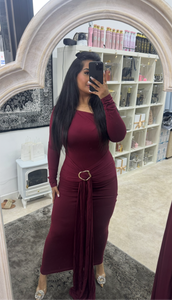 BUCKLE DRESS - BURGANDY