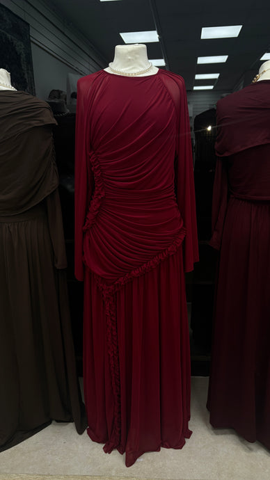 NOURAH DRESS - BURGUNDY