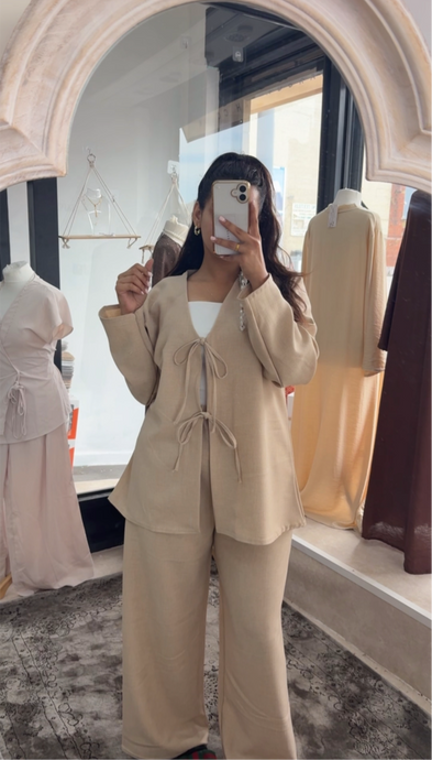 BOW CO ORD - BEIGE