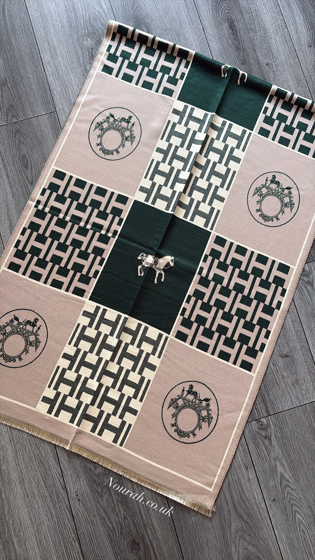 H SHAWL I - GREEN/BEIGE
