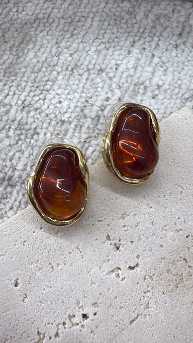 STONE EARRINGS - BRONZE/GOLD