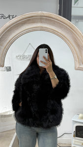 FAUX FUR COAT - BLACK