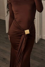 Load image into Gallery viewer, ALMA BUCKLE DRESS- (BROWN)